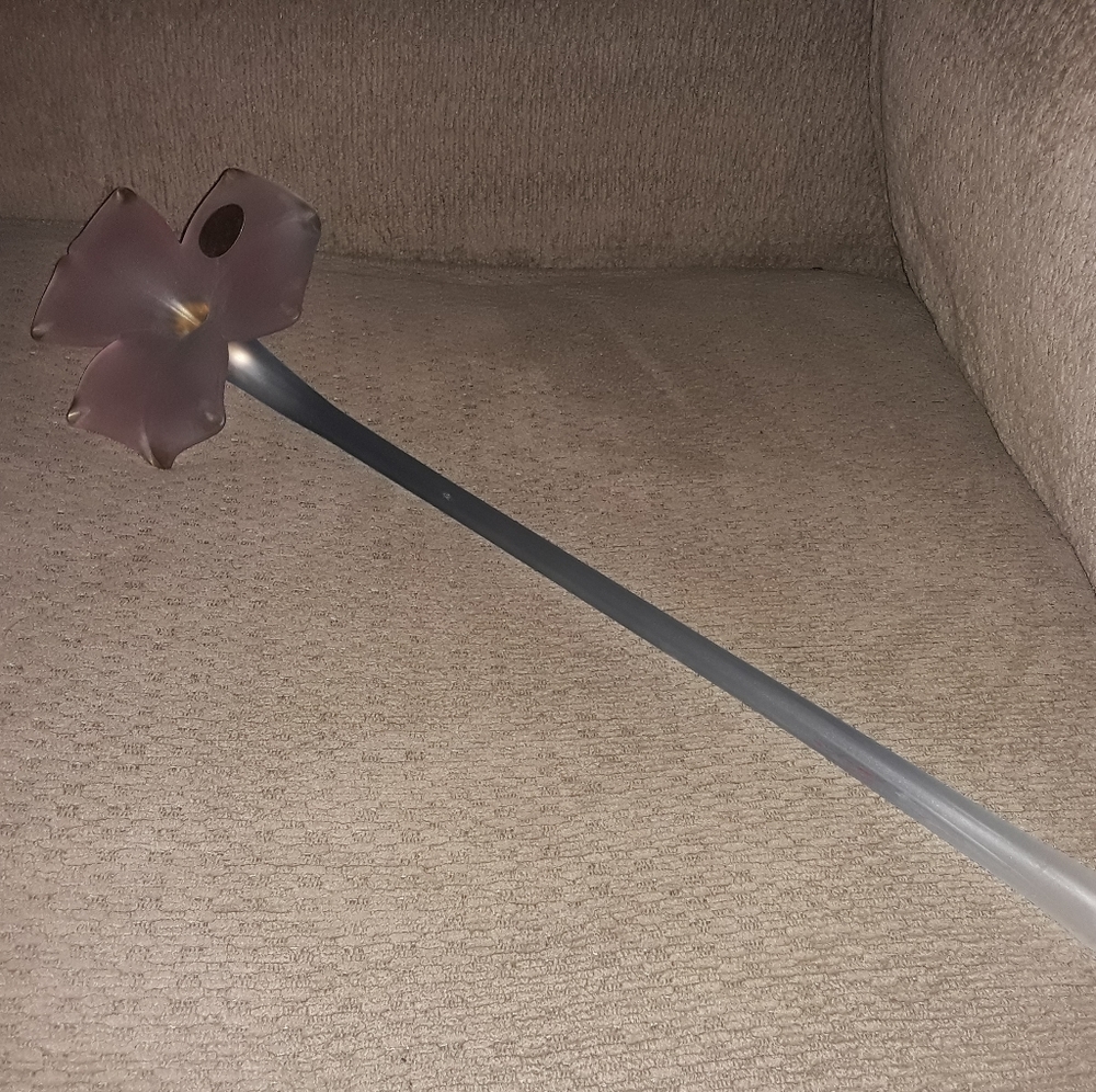 Murano Glass Flower Long Stem Pink Pastel Gold Tipped Blue Stem